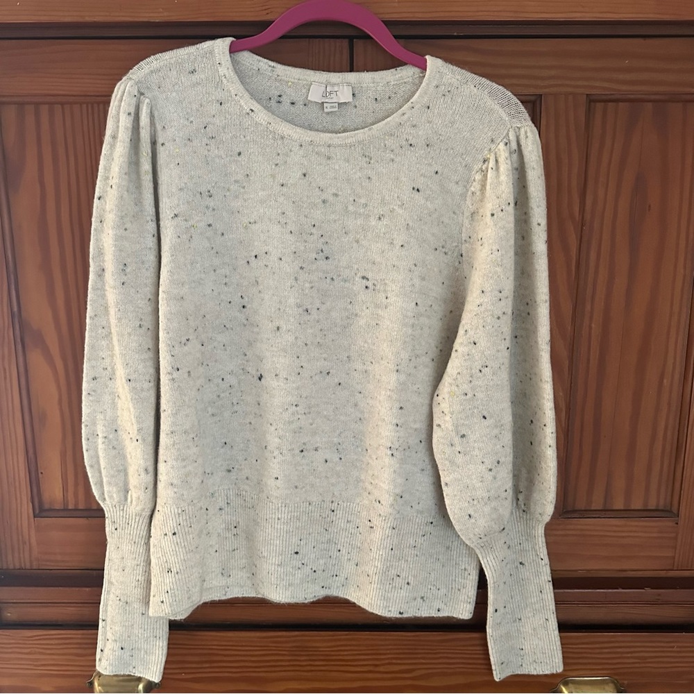 LOFT Flecked Confetti Sweater with Balloon Sleeves - NWOT!